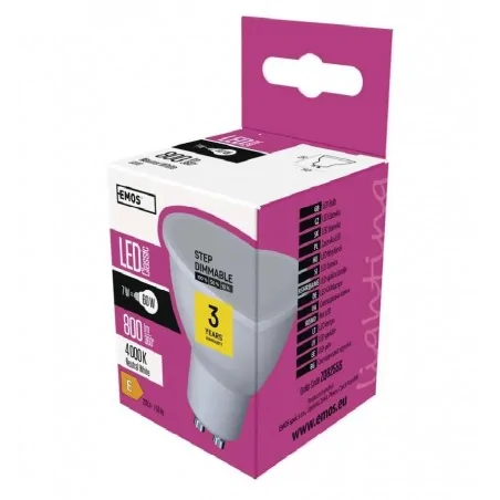 Gwint-trzonek-gu10 - zq8255s żarówka led classic mr16 gu10 7w neutralna biel ściemnialna emos 