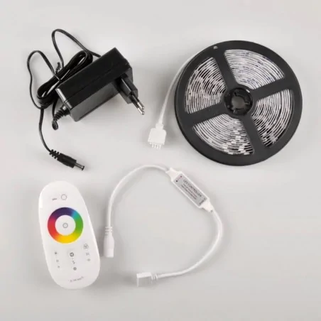 Tasmy-led - zestaw taśmy led ze sterownikiem zasilaczem i pilotem 34w 5m barwa neutralna+rgb 323668 polux 