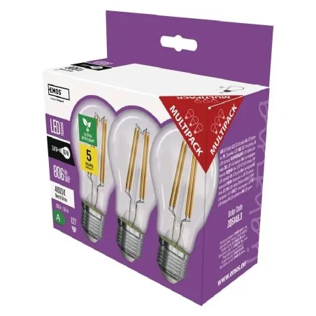 Gwint-trzonek-e27 - żarówki led filament a60 3xe27 3,8 w 806 lm neutralna biel zf5148.3 emos 