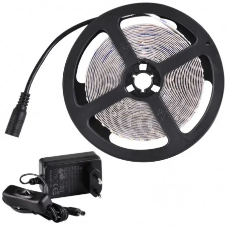 Tasmy-led - zestaw taśmy led 5m 35w z zasilaczem+włącznik 4000k ip20 324184 polux 