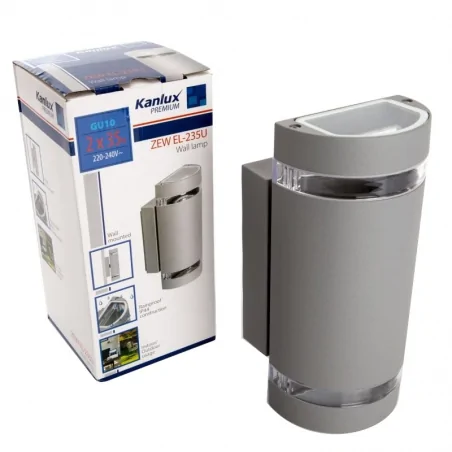 Oprawy-led-zewnetrzne - szara oprawa ścienna 2-kierunkowa gu10 zew el-235u-gr 22443 kanlux 