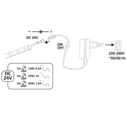 Tasmy-led - taśma led 2m 9w + zasilacz z włącznikiem zestaw ip20 4000k 324160 polux-goldlux 