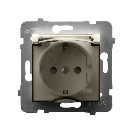 Gniazda-pojedyncze-podtynkowe - gniazdo bryzgoszczelne z uziemieniem schuko ecru gph-1us/m/27/d aria ospel 