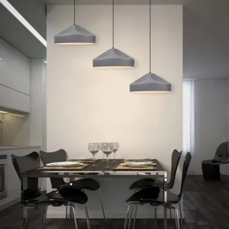 Lampy-sufitowe - szara-matowa lampa wisząca na żarówkę e27 gavle 307453 polux-goldlux 