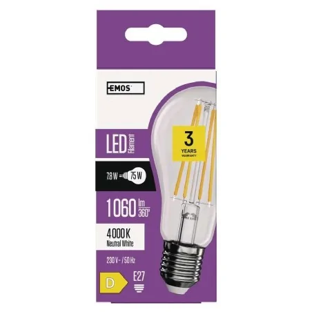 Gwint-trzonek-e27 - żarówka led filament a60 e27 7,8w 1060lm neutralna biel zf5151 emos 