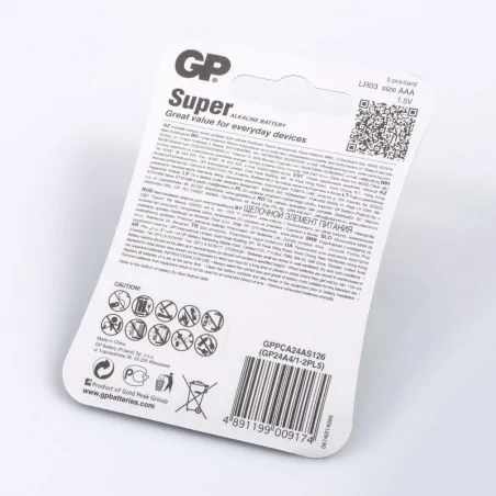 Baterie - baterie alkaliczne typu cienki paluszek aaa 5 sztuk w komplecie gp super lr03 