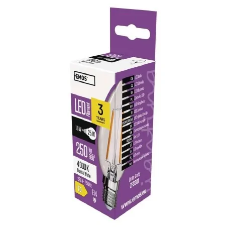 Gwint-trzonek-e14 - żarówka led filament świeczka e14 1,8w 250lm neutralna biel zf3201 emos 