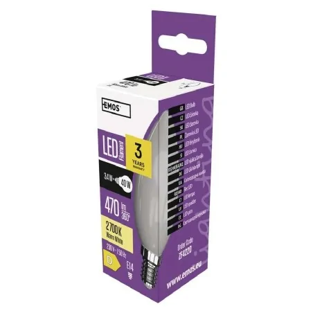 Gwint-trzonek-e14 - żarówka led filament świeczka e14 3,4w 470lm ciepła biel zf4220 emos 
