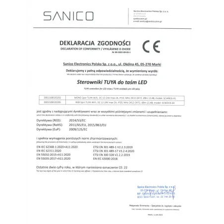 Sterowniki-i-odbiorniki - 320285 sterownik mini do taśm led rgbw 5 pin 10mm wi-fi tuya polux-goldlux 