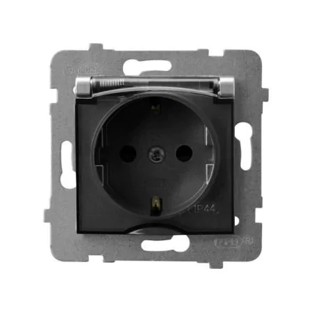 Gniazda-pojedyncze-podtynkowe - gniazdo z klapką i uziemieniem schuko srebrne gph-1us/m/18/d aria ospel 