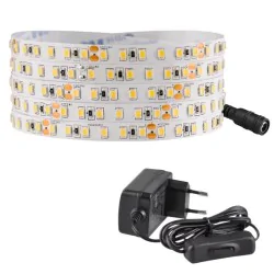 Tasmy-led - neutralna taśma led 5m zestaw z zasilaczem+włącznik 35w ip20 4000k 319227 polux-goldlux 