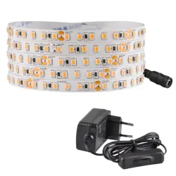 Tasmy-led - ciepła 5-metrowa taśma led zestaw z zasilaczem+włącznik 35w ip20 2700k 319210 polux-goldlux 