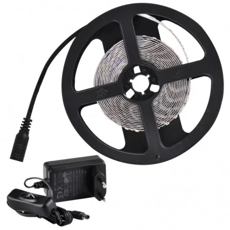 Tasmy-led - 3-metrowa taśma led zimna 23w zestaw z zasilaczem+włącznik ip20 6500k 319173 polux 