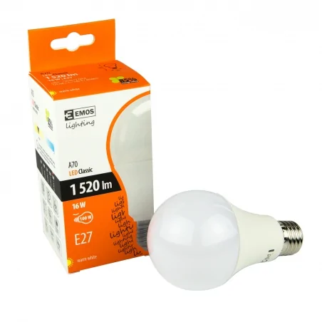 Gwint-trzonek-e27 - żarówka led e27 a70 16w 1520lm 2700k ciepła energy a+zl3112 emos 