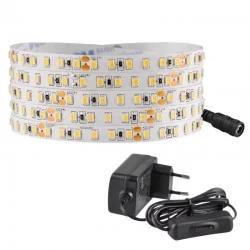 Tasmy-led - 3-metrowa taśma led ciepła zestaw z zasilaczem+włącznik 2700k ip20 23w 319180 polux-goldlux 