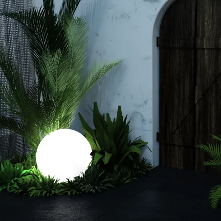 Lampy-kule-ogrodowe - lampa do ogrodu biała kula na prąd o średnicy 40cm globo eko0458 eko-light 