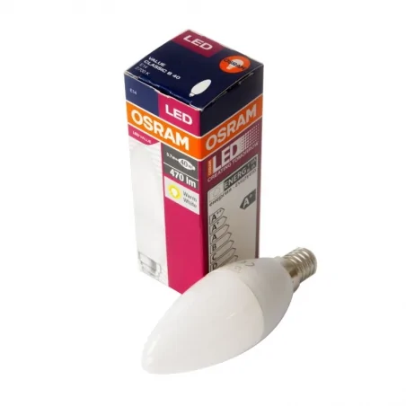 Zarowki-led - żarówka led świeczka ciepła mleczna e14 5.7w-40w 470lm value clb40 osram 