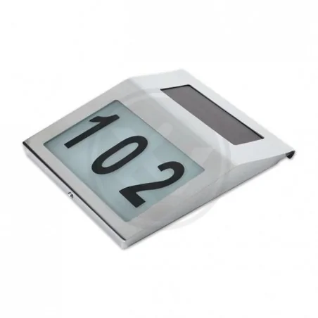 Kinkiety-solarne - 1475 srebrna lampa solarna na elewację z podświetlanym numerem domu ip65 lvt 