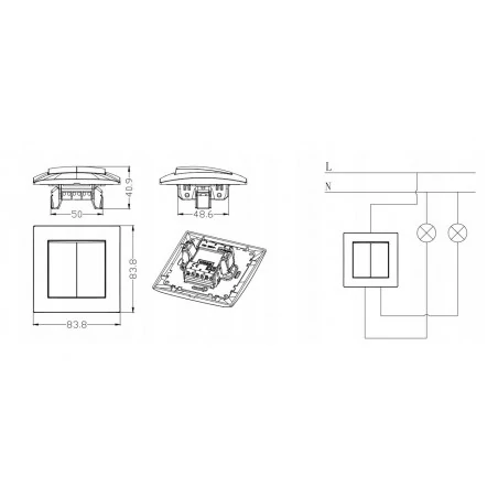 Wylaczniki-schodowe - lc-11b wesa tani włącznik schodowy w ramce biały podtynkowy vcx 