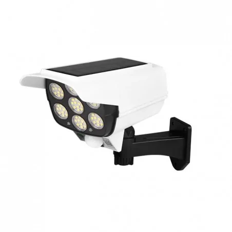 Kinkiety-ogrodowe - 4541 biała solarna atrapa kamery z czujnikiem ruchu sterowana pilotem 8w lvt 