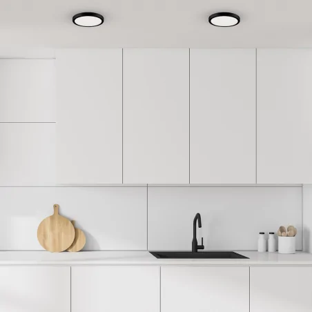 Plafony - ekp0473 plafon czarny 28cm led 24w 4000k ip65 vera eko-light 