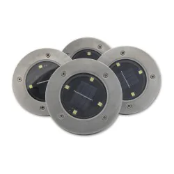 Lampy-solarne - 1582 zestaw 4 okrągłych lamp solarnych dogruntowych wbijanych 4led 6500k lvt 