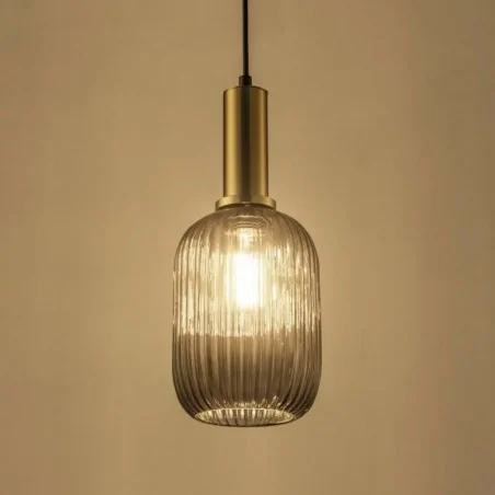 Lampy-sufitowe - 317360 lampa wisząca sufitowa z szarym dymionym kloszem na żarówkę e27 suffolk smokey polux-goldlux 