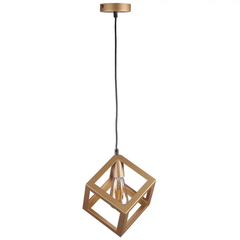 Lampy-sufitowe - 318688 złota lampa wisząca sufitowa w kształcie sześcianu 1xe27 sweden polux-goldlux firmy POLUX GOLDLUX 