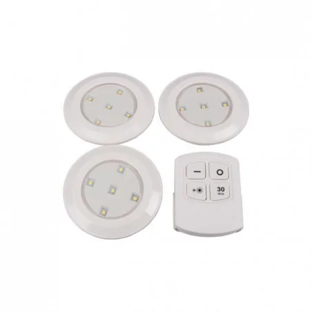 Oprawy-meblowe-podszafkowe - 3468 zestaw 3 lampek podszafkowych z czujnikiem ruchu na baterie 2xaaa sterowanych pilotem lvt 
