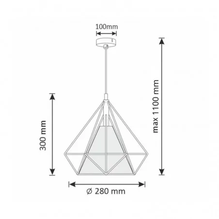Lampy-sufitowe - 314550 lampa wisząca sufitowa z geometrycznym kloszem 1xe27 hira polux-goldlux 