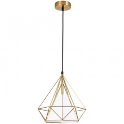 Lampy-sufitowe - 318503 biało-złota lampa wisząca sufitowa z geometrycznym kloszem hira polux-goldlux