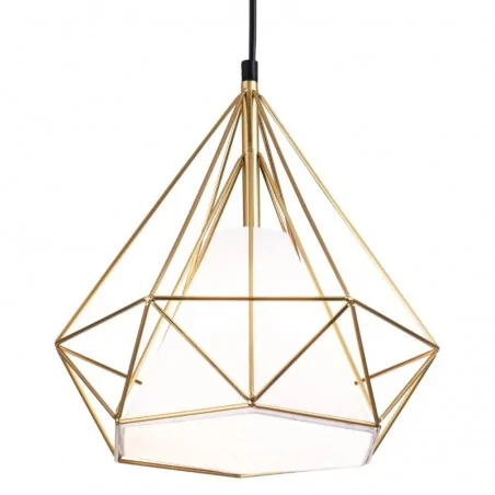 Lampy-sufitowe - 318503 biało-złota lampa wisząca sufitowa z geometrycznym kloszem hira polux-goldlux 