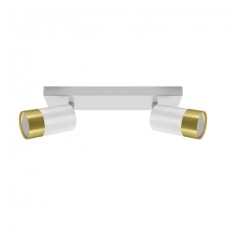 Kinkiety-do-salonu - oprawa ścienno-sufitowa podwójna 2xgu10 biało-złota puzon spt 04277 ideus 