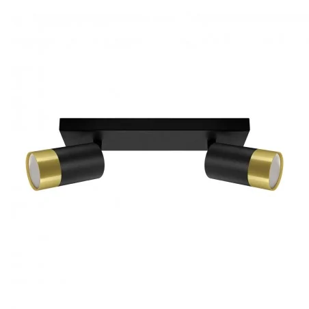 Kinkiety-do-salonu - czarno-złota oprawa ścienno-sufitowa podwójna na źródło światła gu10 puzon spt 04278 ideus 