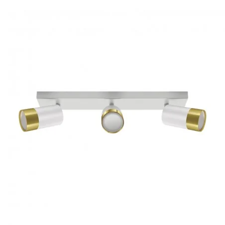 Kinkiety-do-salonu - oprawa ścienno-sufitowa spot potrójny 3xgu10 biało-złoty puzon spt 04279 ideus 