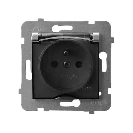 Gniazda-pojedyncze-podtynkowe - gniazdo bryzgoszczelne z uziemieniem srebrne ip44 gph-1uz/m/18/d aria ospel 