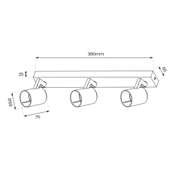 Lampy-sufitowe - ml0683 lampa sufitowa listwa 38cm czarno-złota 3xgu10 volf eko-light 