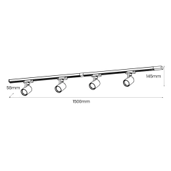 Oswietlenie-szynowe - ml0684 zestaw szynoprzewodowy listwa 1,5m + 4 lampy z gu10 volf eko-light 