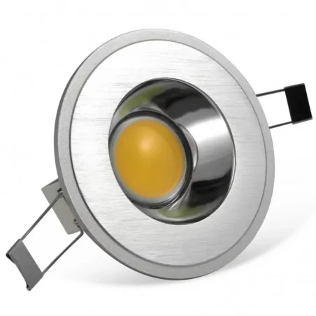 Oprawy-sufitowe-stale - 206909 okrągła oprawa podtynkowa sufitowa led stała 3000k 4w srebrna szczotkowana olal polux-goldlux 