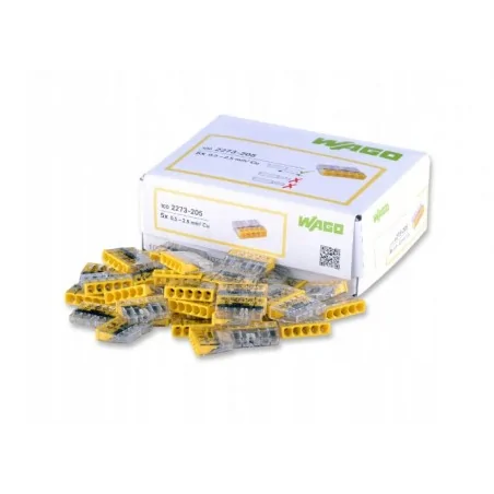 Szybkozlaczki - komplet 100 sztuk szybkozłączek na drut 5x0,5-2,5mm2 2273-205 wago 