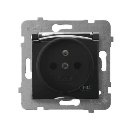 Gniazda-pojedyncze-podtynkowe - gniazdo bryzgoszczelne z uziemieniem czarny metalik gph-1uz/m/33/d aria ospel 