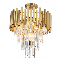 Lampy-sufitowe - ml8806 złoty żyrandol kryształowy na 9 żarówek e14 madison gold eko-light