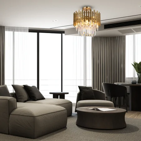 Lampy-sufitowe - ml8810 efektowana lampa sufitowa kryształowa złota 6xe14 aspen eko-light 