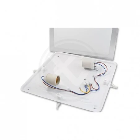 Plafony - 2751 kwadratowy plafon w srebrnej obudowie na 2 żarówki e27 ip44 solen lvt 