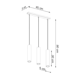 Lampy-sufitowe - sl.1201 zwisające tuby lampa potrójna złota do kuchni 3xgu10 lagos 3l sollux 