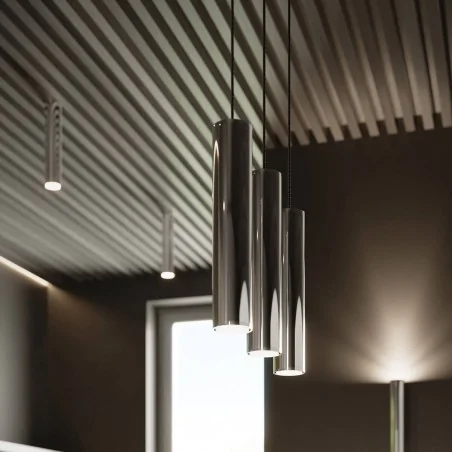 Lampy-sufitowe - lampa wisząca chromowana tuba pojedyncza nad wyspę kuchenną gu10 lagos 1 sl.1204 sollux 