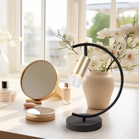 Lampki-nocne - ml0693 nowoczesna lampa stołowa złoto-biała 1xgu10 ricky eko-light 