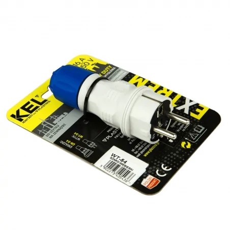 Przedluzacze-elektryczne - wtyczka prosta z dławikiem zewnętrzna szaro-niebieska 16a 250v wt-54 plastrol 