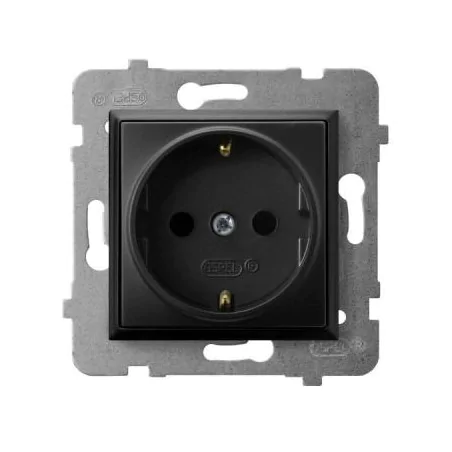 Gniazda-pojedyncze-podtynkowe - gniazdo pojedyncze z uziemieniem schuko czarny metalik gp-1us/m/33 aria ospel 