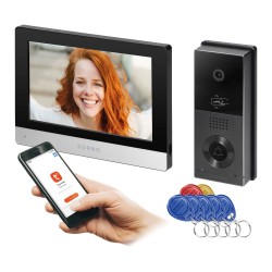 Wideodomofony - zestaw wideodomofonowy jednorodzinny 2-żyłowy tuyasmart z ekranem dotykowym 8'' xiran or-vid-ma-1079/b orno